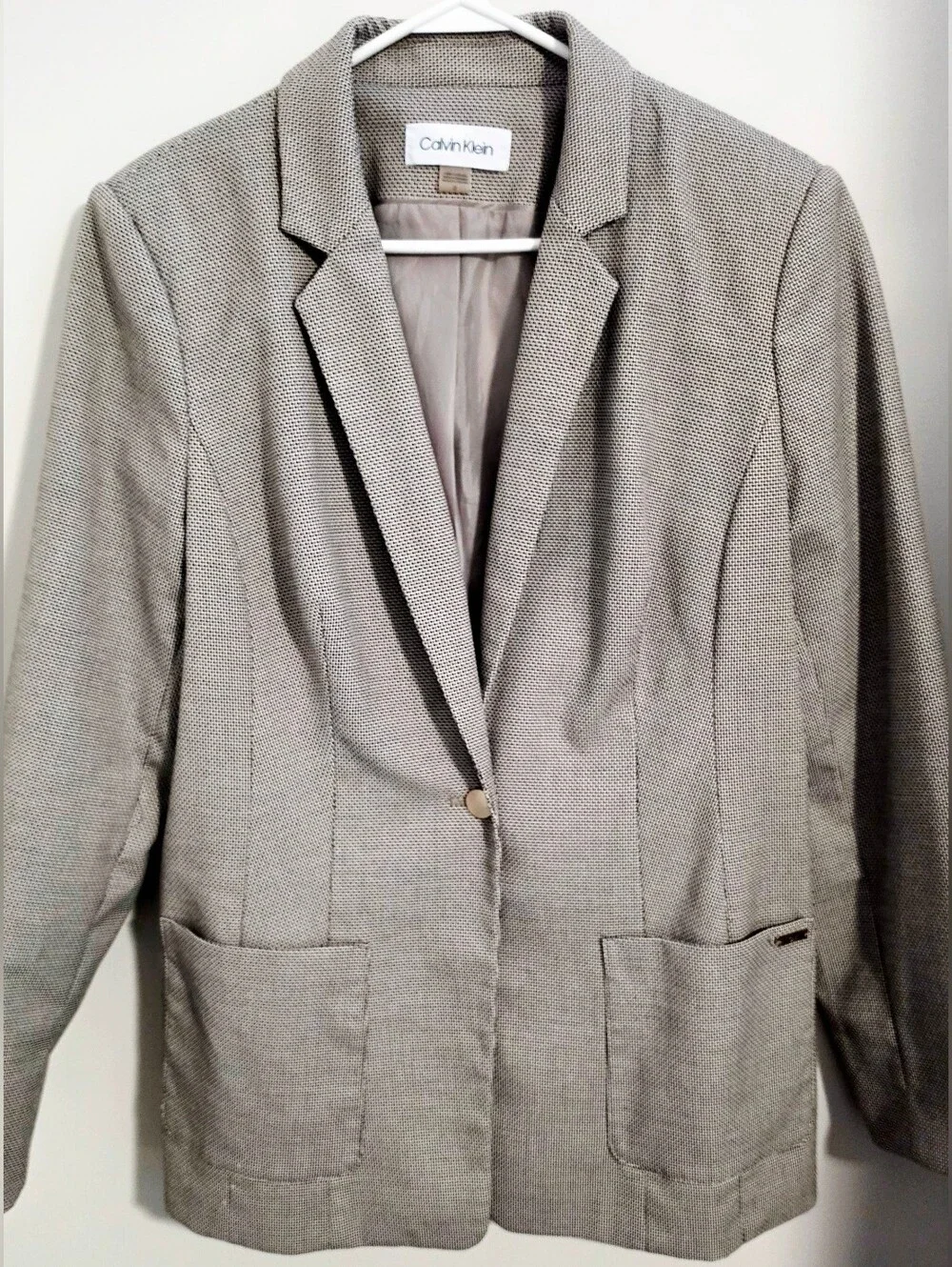 Calvin Klein Women's Beige Textured Blazer